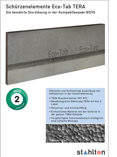 NEU: Flyer «Schürzen-elemente Eco-Tab TERA»